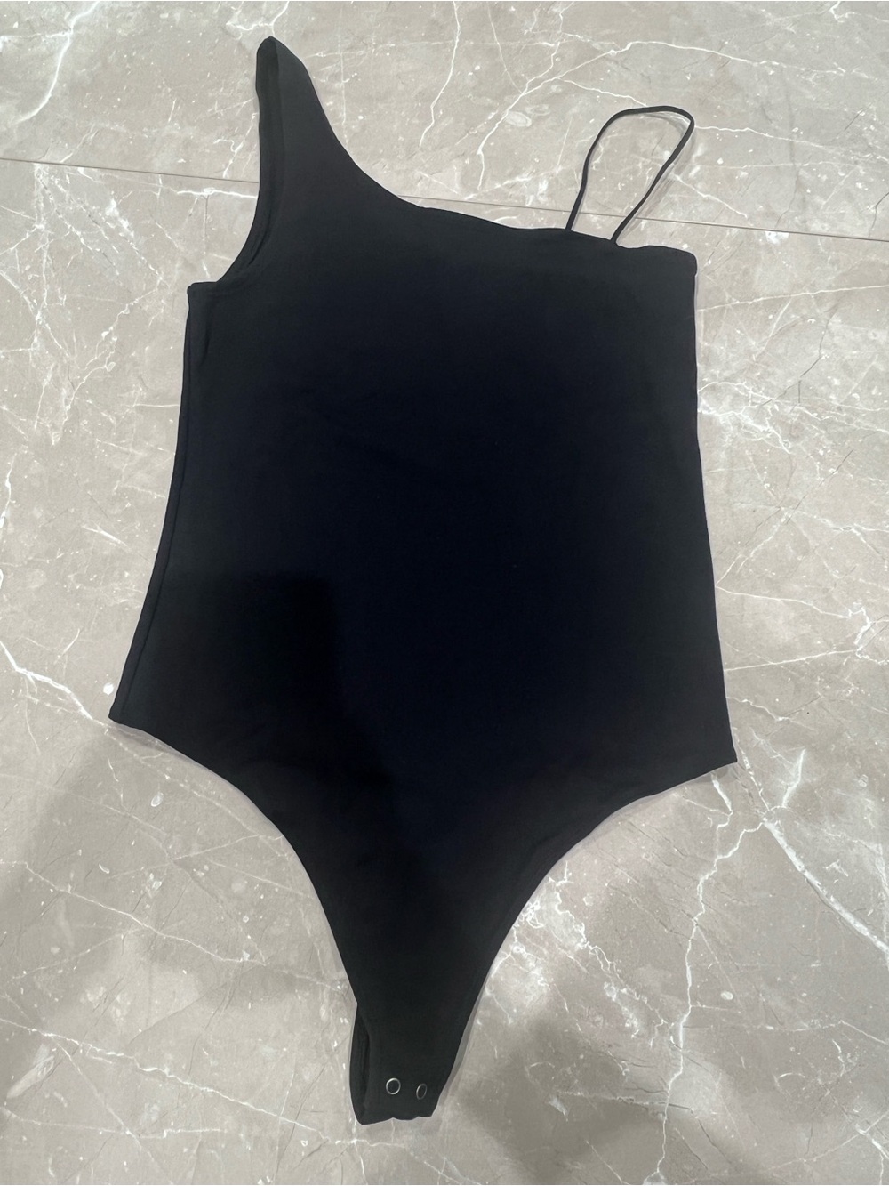 Abercrombie & Fitch Black Asymmetrical One-Shoulder Kids Bodysuit